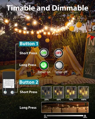 LED Lichtsnoer Buiten 23M Warm Wit Waterdicht Retro Terras — miniatuur 3