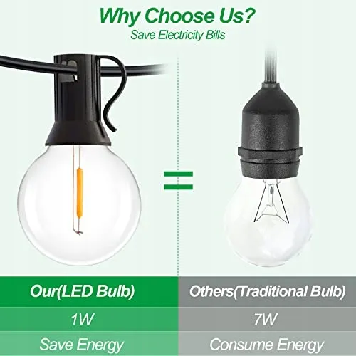 LED Lichtsnoer Buiten 30M 52 Lampen IP44 Waterdicht Terras Tuin — foto 5