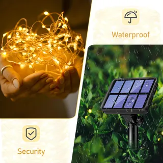 LITOGO Solar Lichtsnoer 12M 120 LED Waterdicht Tuin Balkon Terras — miniatuur 4
