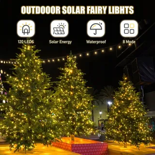 LITOGO Solar Lichtsnoer 12M 120 LED Waterdicht Tuin Balkon Terras — miniatuur 3
