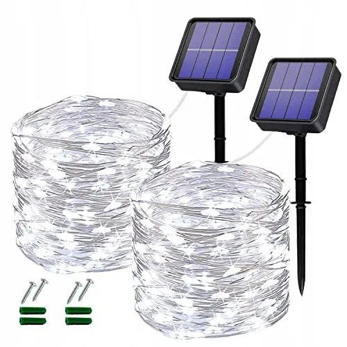OREUNIK Solar Lichtketting 2x12M 240LED Waterdicht Warmwit — foto 1