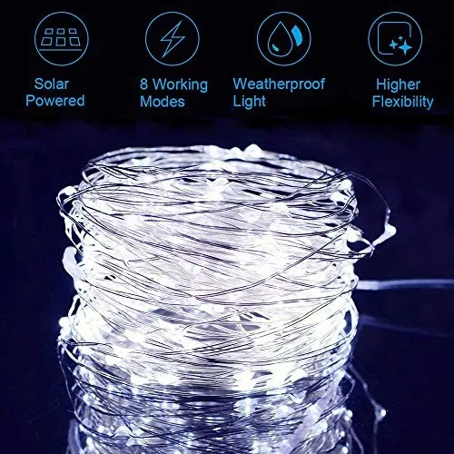 OREUNIK Solar Lichtketting 2x12M 240LED Waterdicht Warmwit — foto 2