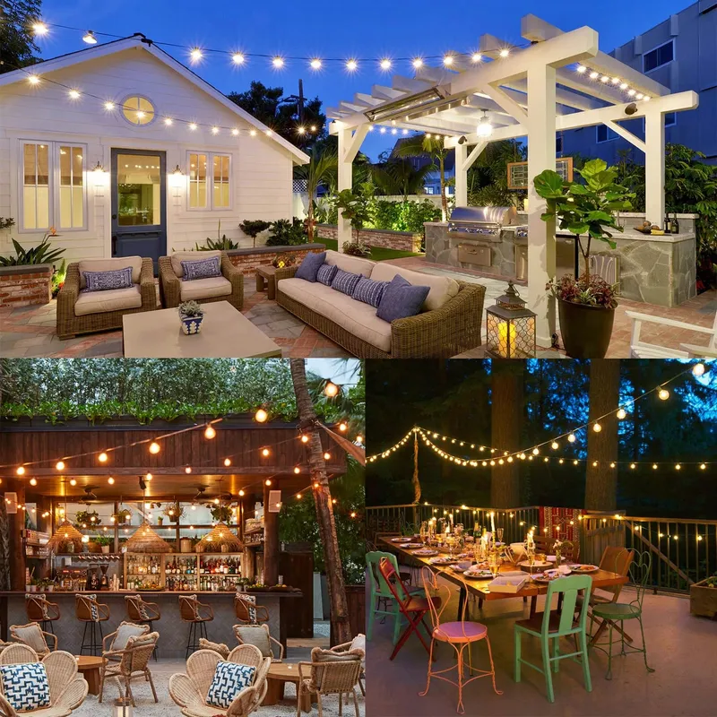 GHUSTAR Tuinlichtketting 15M 25+2 LED G40 Balkon IP44 — foto 1