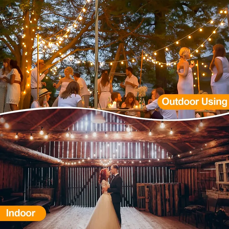 GHUSTAR Tuinlichtketting 15M 25+2 LED G40 Balkon IP44 — foto 9