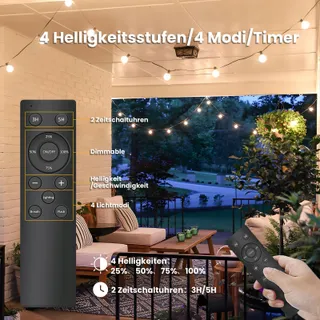 YUUSEI LED Lichtsnoer Buiten 60M met Afstandsbediening G40 IP45 Warm Wit — miniatuur 3