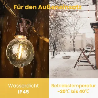 YUUSEI LED Lichtsnoer Buiten 60M met Afstandsbediening G40 IP45 Warm Wit — miniatuur 5