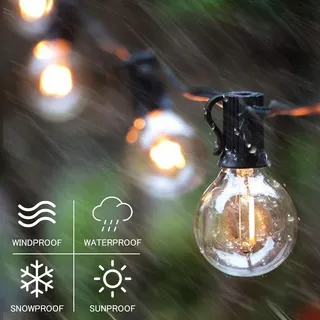 BOMCOSY Solar LED Lichtsnoer 15M 25 G40 Tuin Balkon Warm Wit — miniatuur 6