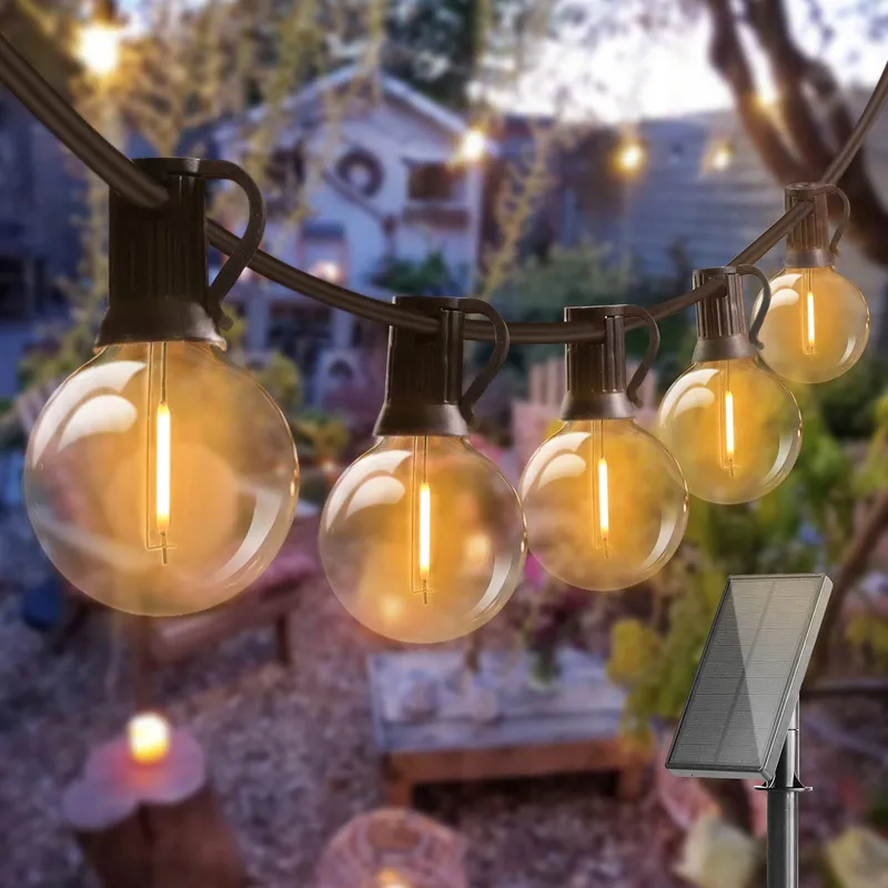 BOMCOSY Solar LED Lichtsnoer 15M 25 G40 Tuin Balkon Warm Wit — foto 1