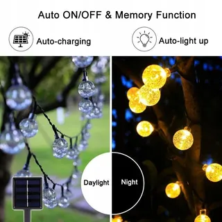 MAFITI Solar Lichtketting 12M 66 Kristallen Bollen 8 Modi IP65 — miniatuur 3