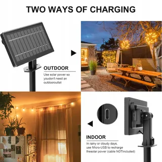 BOMCOSY Solar Lichtsnoer 24M G40 IP44 4 Modi 40+2 Lampen — miniatuur 4