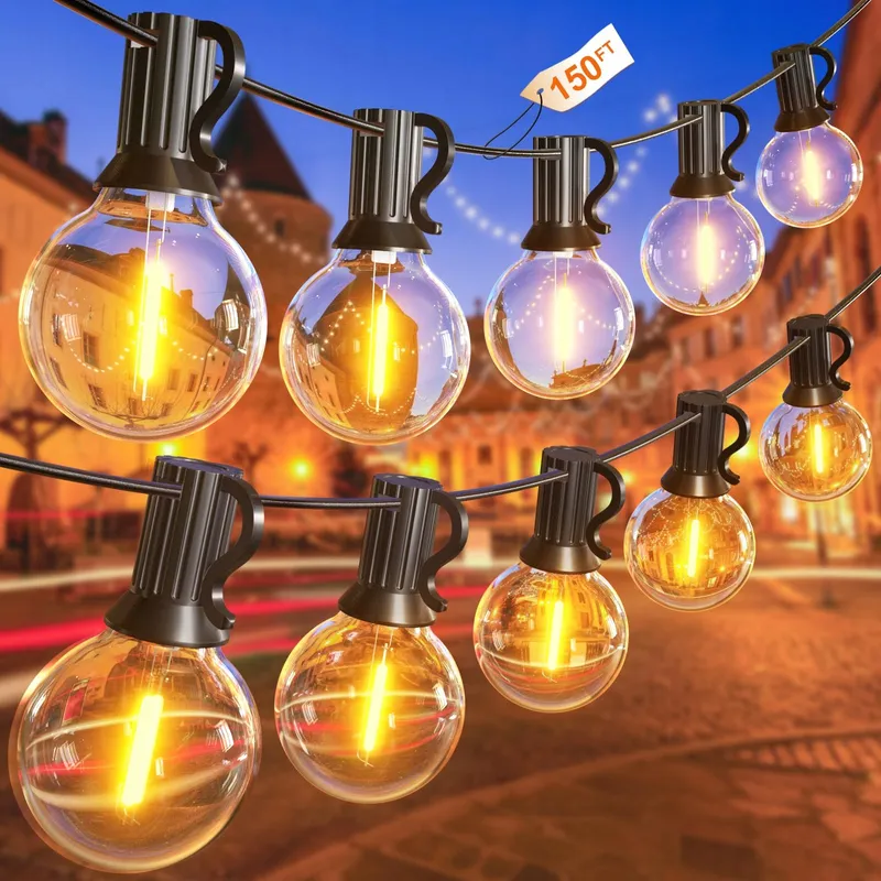 GLUROO LED Lichtsnoer Buiten 45M 75 Lampen Warm Wit Waterdicht — foto 2