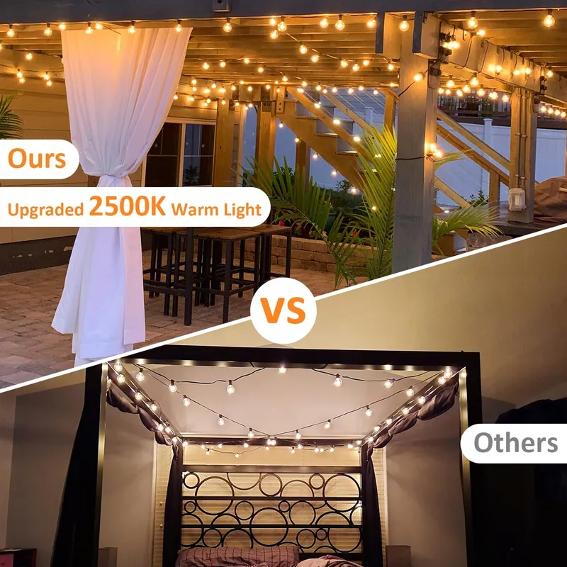 GLUROO LED Lichtsnoer Buiten 45M 75 Lampen Warm Wit Waterdicht — foto 4