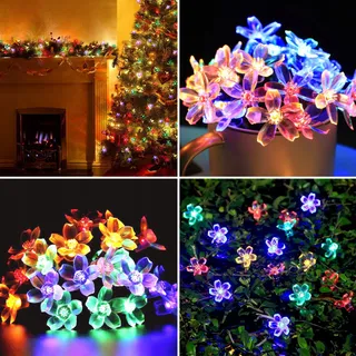 TIYUPA 50LED Solar Tuinlichtsnoer 7M Waterdicht 8 Modi — miniatuur 6