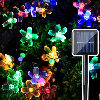 TIYUPA 50LED Solar Tuinlichtsnoer 7M Waterdicht 8 Modi — miniatuur 1