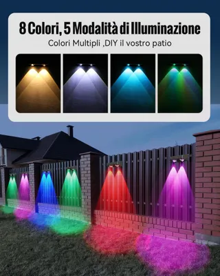 AGPTEK Solarlampen Buiten 8 Kleuren RGB IP65 8 Stuks — miniatuur 3