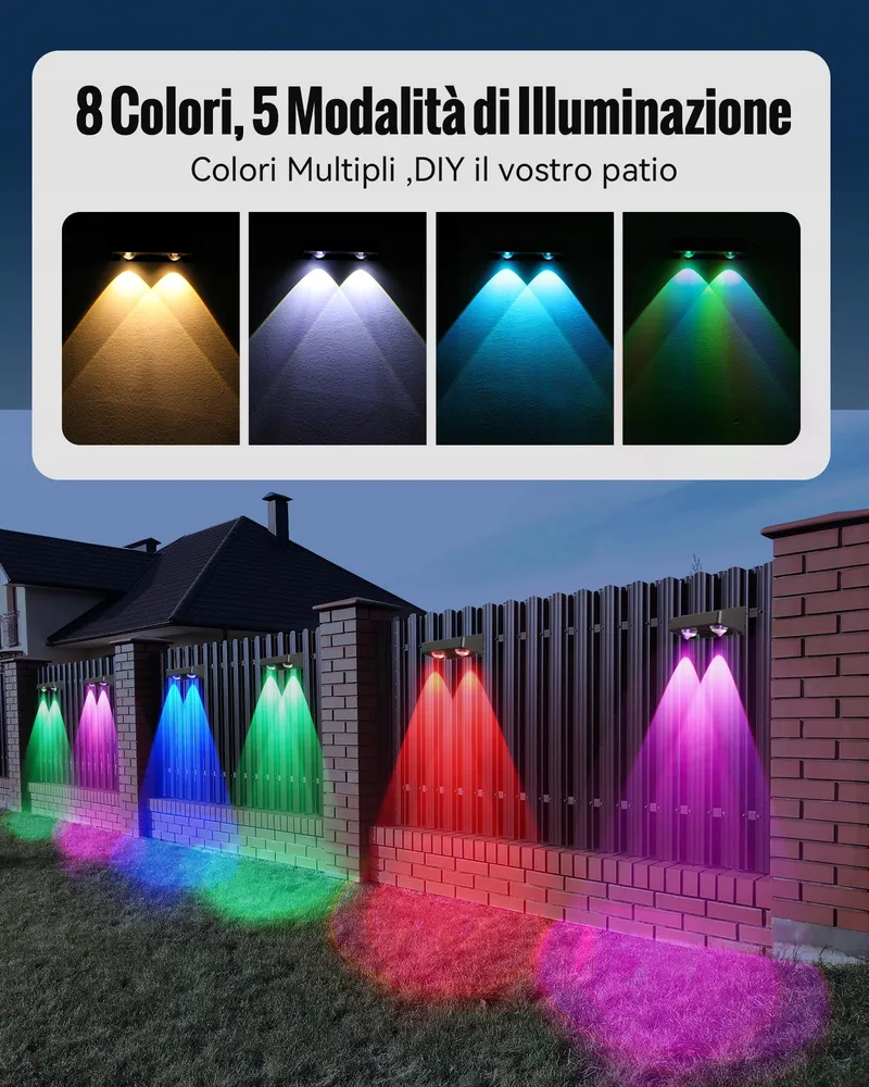 AGPTEK Solarlampen Buiten 8 Kleuren RGB IP65 8 Stuks — foto 3