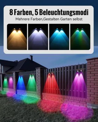 AGPTEK Solar Tuinverlichting RGB 5 Standen 8 Kleuren IP65 4x — miniatuur 3