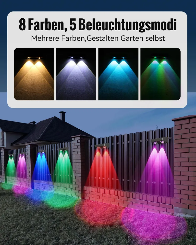 AGPTEK Solar Tuinverlichting RGB 5 Standen 8 Kleuren IP65 4x — foto 3