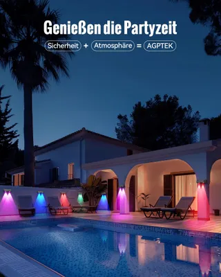 AGPTEK Solar Tuinverlichting RGB 5 Standen 8 Kleuren IP65 4x — miniatuur 5