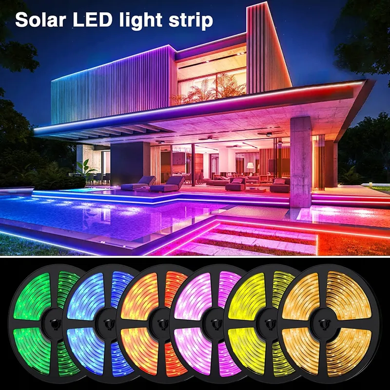 MIWATT Solar LED Strip 5M RGB IP67 Waterdicht Buiten — foto 8