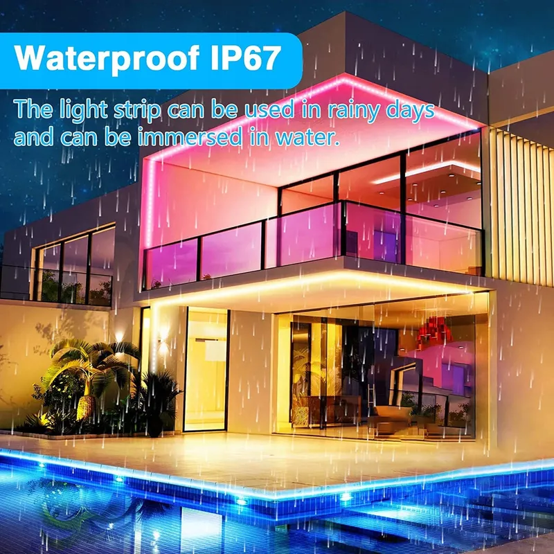 MIWATT Solar LED Strip 5M RGB IP67 Waterdicht Buiten — foto 6