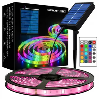 MIWATT Solar LED Strip 5M RGB IP67 Waterdicht Buiten — miniatuur 1