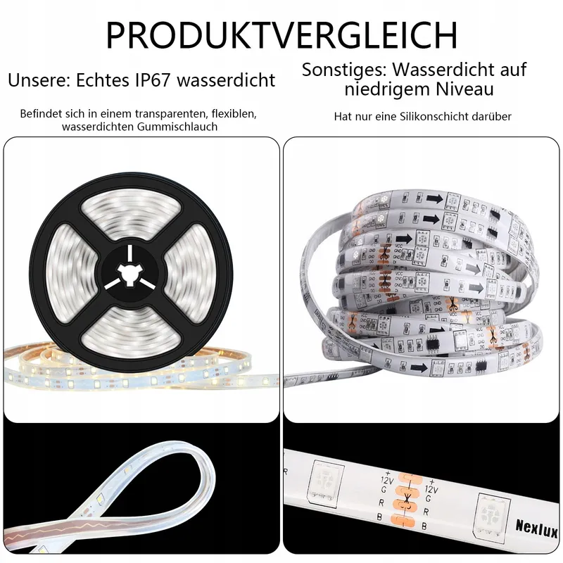 LUMTANG Solar LED Strip 5m 280 LED IP67 Waterdicht Afstandsbediening — foto 1