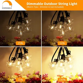 YUUCIO Lichtketting Buiten 60M G40 100+4 Lampen IP44 2700K — miniatuur 6