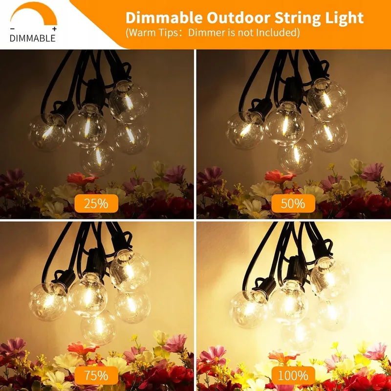 YUUCIO Lichtketting Buiten 60M G40 100+4 Lampen IP44 2700K — foto 6