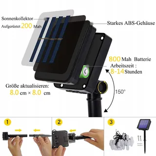 LEZONIC Solar Lamp 50 LED 23ft 8 Standen Waterdicht Voor Tuin — miniatuur 5