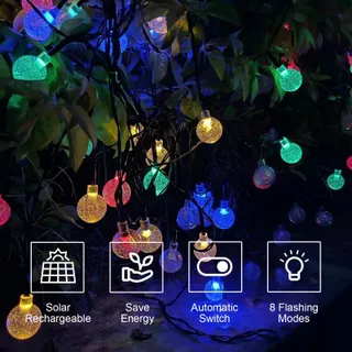 LQWELL Solar Lichtsnoer 10M 40LED 8 Modi Waterdicht Tuin Balkon — miniatuur 2