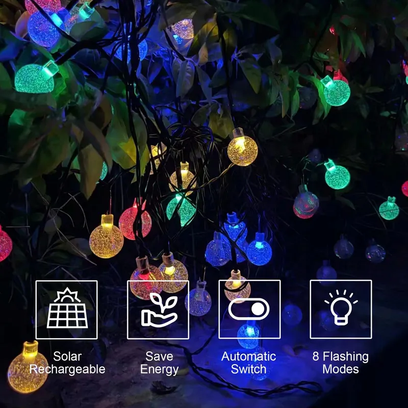 LQWELL Solar Lichtsnoer 10M 40LED 8 Modi Waterdicht Tuin Balkon — foto 2