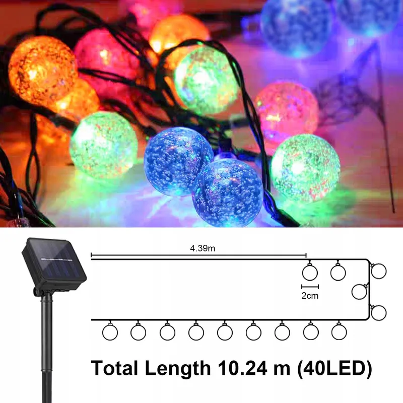 LQWELL Solar Lichtsnoer 10M 40LED 8 Modi Waterdicht Tuin Balkon — foto 7