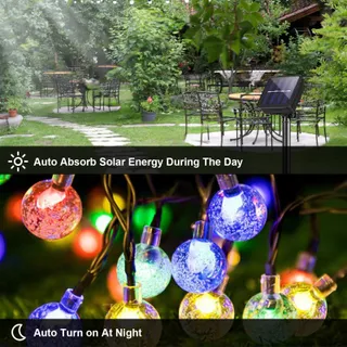 LQWELL Solar Lichtsnoer 10M 40LED 8 Modi Waterdicht Tuin Balkon — miniatuur 5