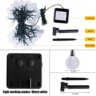 Solar Lichtketting Buiten 8 Modi 30 LED 7m Tuin — miniatuur 6