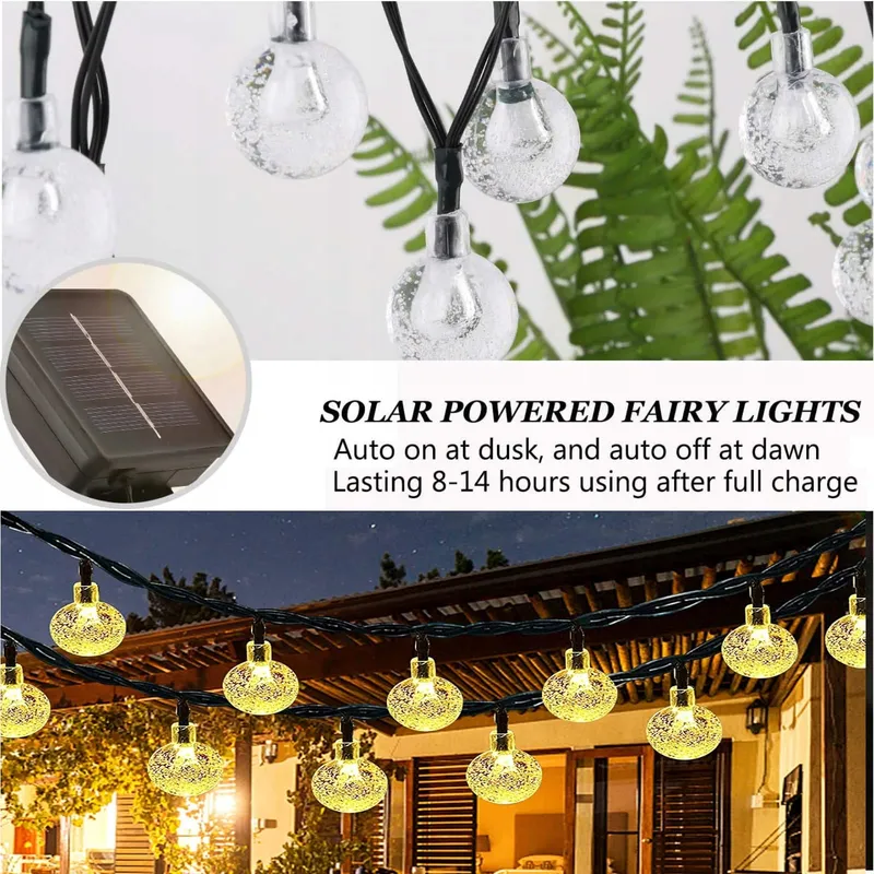 Solar Lichtketting Buiten 8 Modi 30 LED 7m Tuin — foto 3