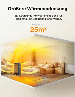 PELONIS Olieradiator 2500W Thermostaat Oververhittingsbeveiliging — miniatuur 2