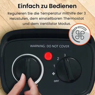 PRO BREEZE Mini Keramische Kachel 2000W Zwart — miniatuur 4
