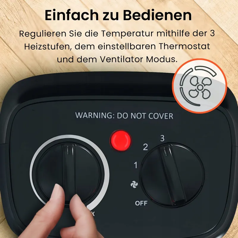 PRO BREEZE Mini Keramische Kachel 2000W Zwart — foto 4