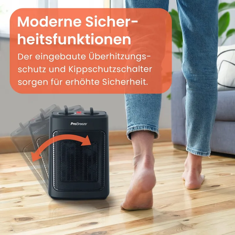 PRO BREEZE Mini Keramische Kachel 2000W Zwart — foto 5