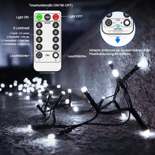LYNNON 2x100 LED Lichtketting Batterij Wit Buiten Waterdicht — miniatuur 3