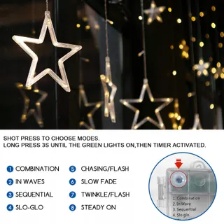 Lichtketting Gordijn Sterren Decoratief 138 LED 25m — miniatuur 5