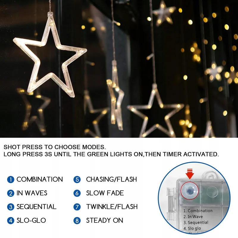 Lichtketting Gordijn Sterren Decoratief 138 LED 25m — foto 5