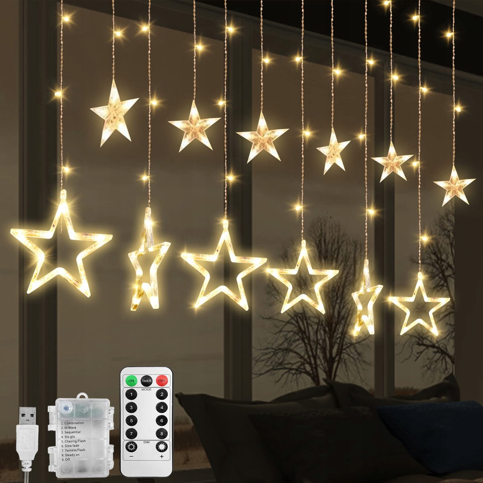 Lichtketting Gordijn Sterren Decoratief 138 LED 25m