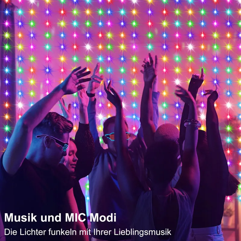 ZAIYW LED Lichtgordijn RGB Slim 144 LED 24Mx18M — foto 2