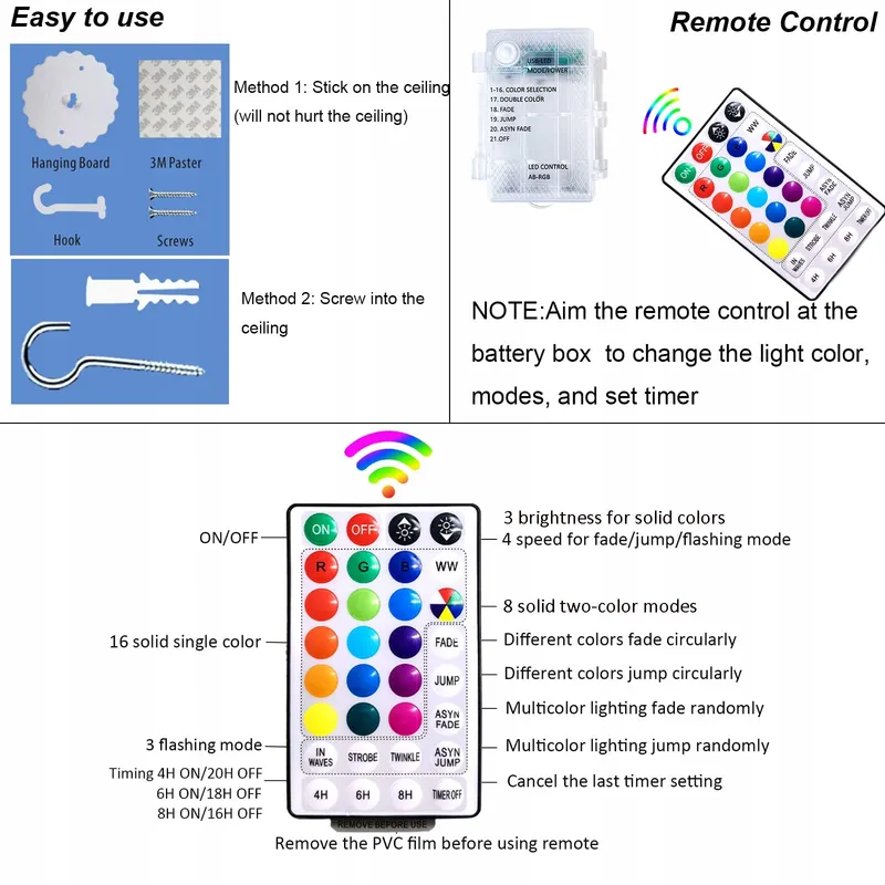 HEYCOLOR Bedhemel LED Lichtketting 8 Modi 100 LED — foto 7