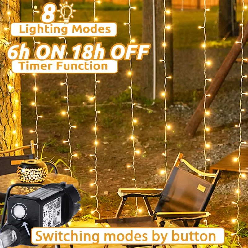 DEKOFUN LED Lichtgordijn Waterdicht 300 LED 3x3m — foto 2