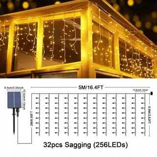 ACXILEXY Solar LED Lichtgordijn 7x0,8M 256 LED Waterdicht — miniatuur 6