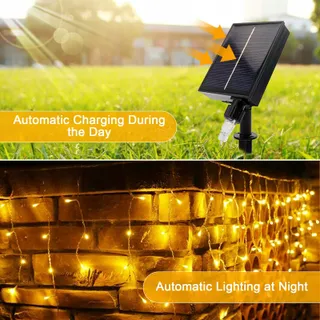 ACXILEXY Solar LED Lichtgordijn 7x0,8M 256 LED Waterdicht — miniatuur 4