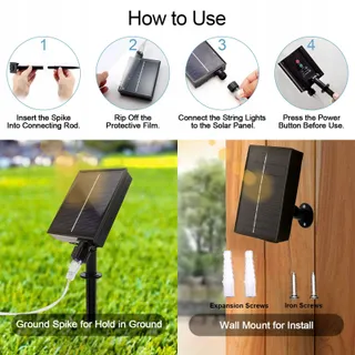MICACORN Solar LED Lichtgordijn Wit 3Mx3M 300 LED 8 Modi — miniatuur 5